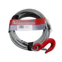 Trojan Winch - Wire Rope & Drop Forged Hook 1500kg 6mm x 10m