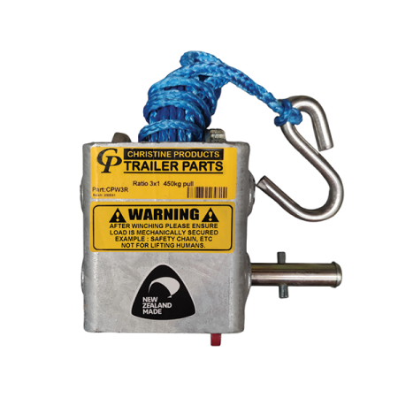 450kg Capacity Boat Trailer Winch - 3:1 Ratio - Rope - Christine Products_3