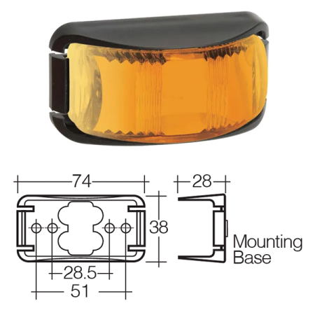LED Marker Lamp - Model 16 - Amber - Front Only_1
