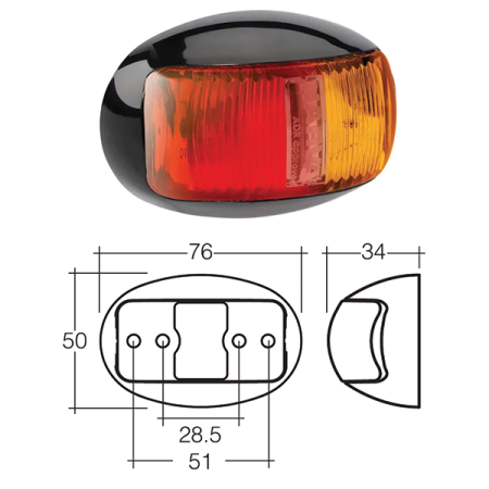 LED Marker Lamp - Model 16 - Red-Amber - Side Marker_2