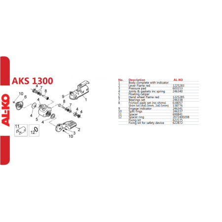 ALKO Coupling AKS1300 - Coupling Head - Spare Parts Diagrams
