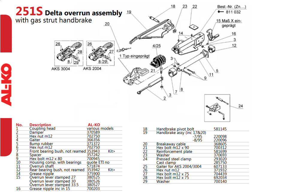 ALKO Coupling 251S Delta Parts - Spare Parts Diagram- ALKO Couplings &  Fittings Parts- TrailerPartsNZ.com